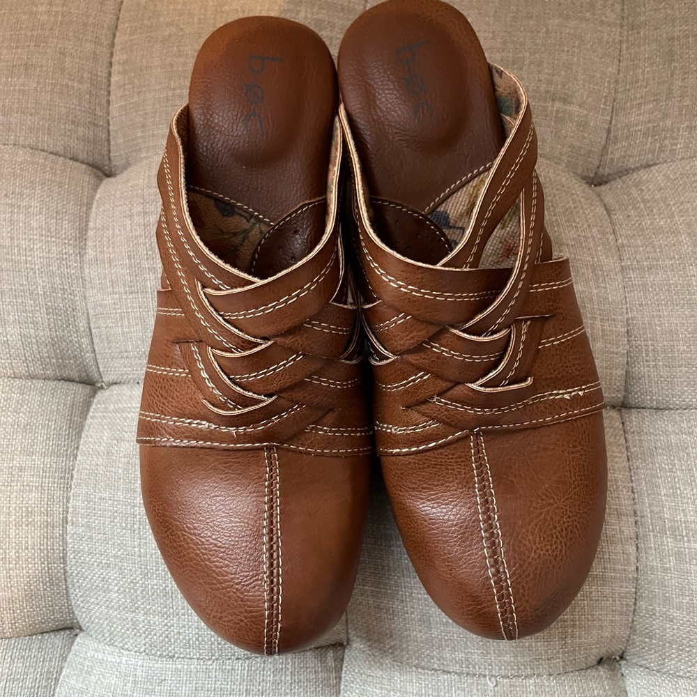 b.o.c. Brown Leather Women's Mules